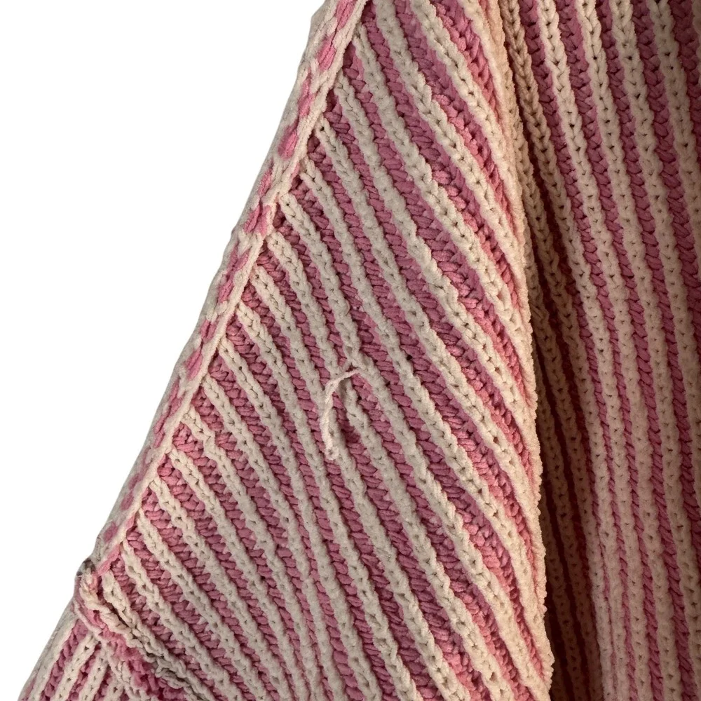 Aerie Women's L Pink Cream Striped Oversized Sweater Cozy Minimalist - Picture 5 of 8